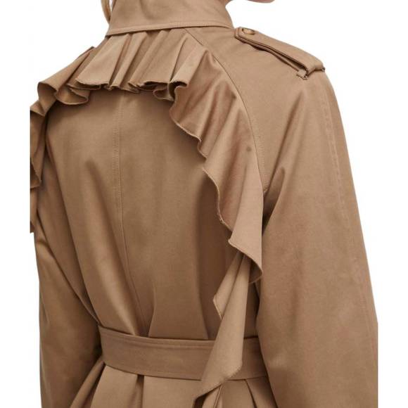 NEW VERSACE baroque buckle ruffled trench coat in acacia - Picture 5 of 6
